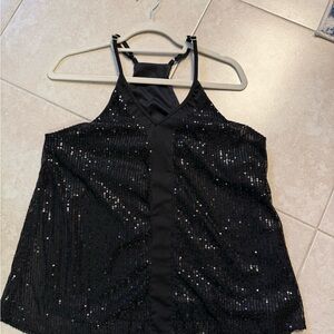 Black Sequin Halter Top